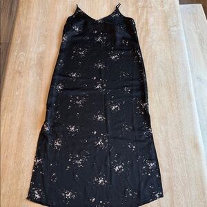 Black Slip Dress with Pale Pink Speckle Print